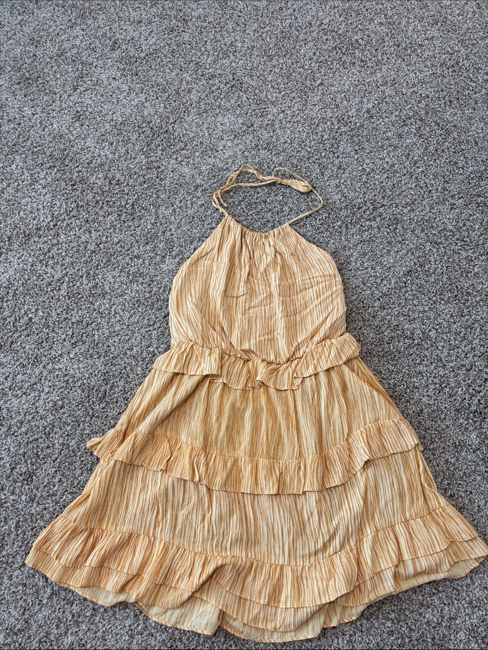 Lulu's Orange Halter Tiered Mini Dress